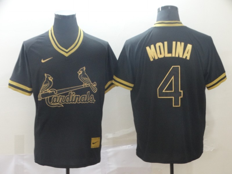 Men's St. Louis Cardinals Yadier Molina #4 Black Jersey